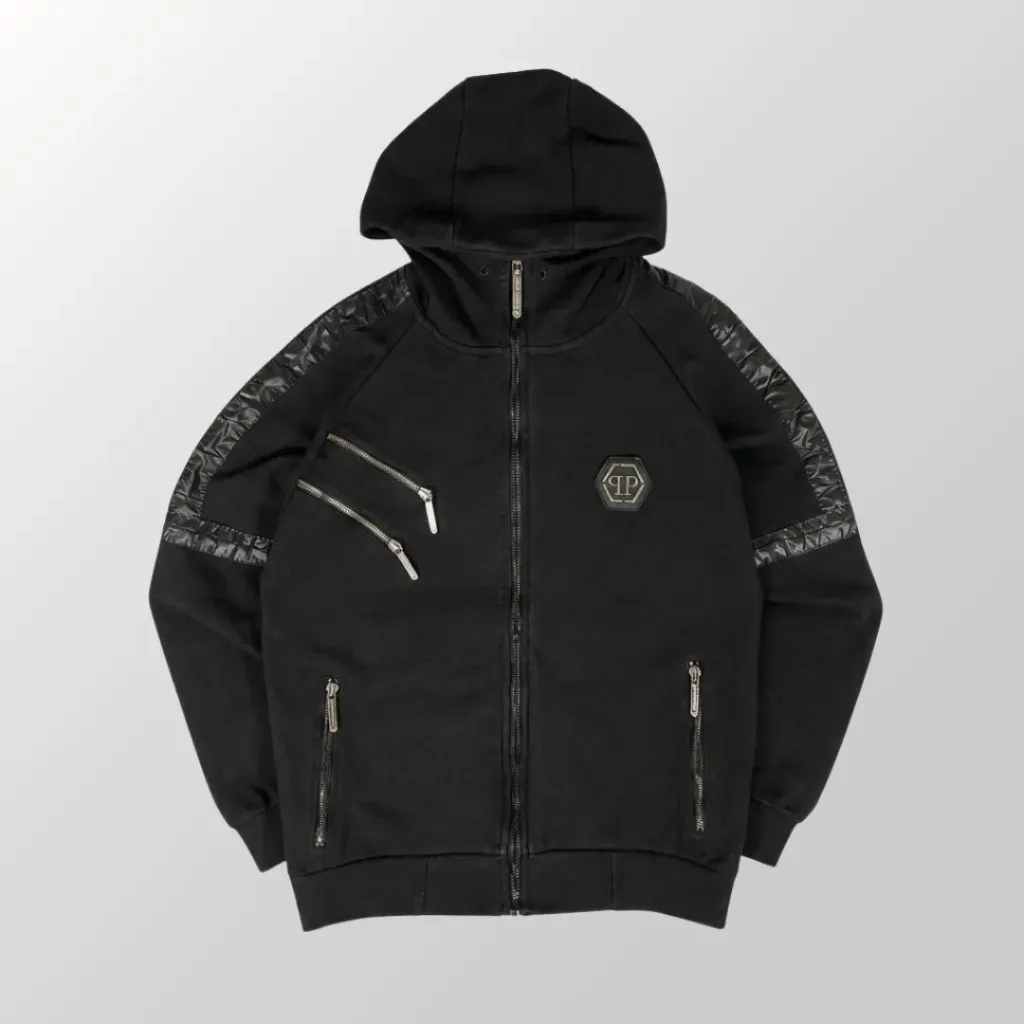 Felpa con Cappuccio e Zip Philipp Plein Nera (Taglia L)