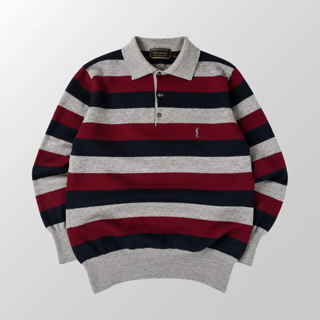Maglione Polo in Lana Vintage Yves Saint Laurent Tricots Pour Homme - Anni '80/'90 (Taglia L)