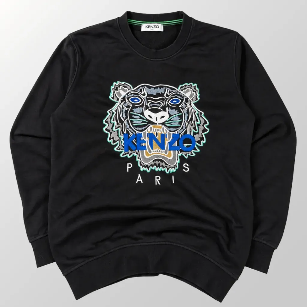 Felpa Kenzo Paris "Tiger Head" Nera con Ricamo - (Taglia M)